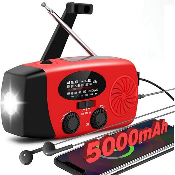 Fyrove Notfallradio, Solar Radio, Tragbares Radio, AM/FM/NOAA Kurbelradio Notfallradio (Led Taschenlampe, SOS-Alarm, handy ladefunktion, für Camping, Ourdoor)