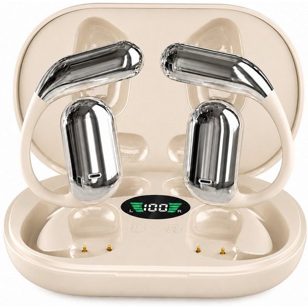 Fyrove Open-Ear-Kopfhörer mit Ohrbügel, Bluetooth 6.0 Sportkopfhörer kabellos Bluetooth-Kopfhörer (HiFi Stereo, ANC, 4-Mikrofon-ENC, 60 Std. Laufzeit, IPX7, 14,
