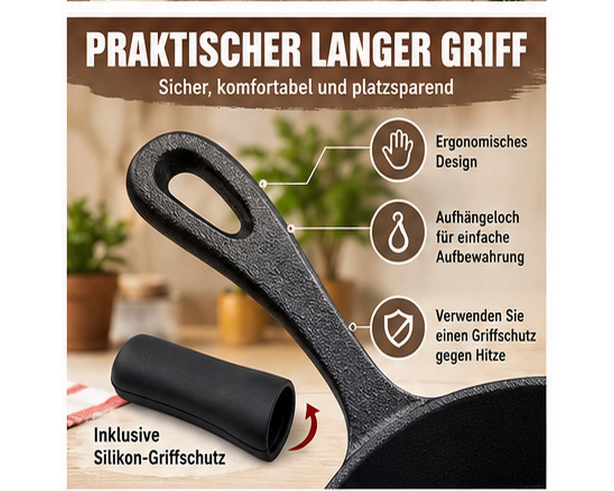 Fyrove Pfannen-Set die Pfanne, Gusseisen Pfanne Set, 3 teilig Pfanne Set, Pfanne mit Ausguss, Gusseisen (Set, 3-teiliges Set), Gleichmäßige Wärmeverteilung, Her – Bild 5 von 5
