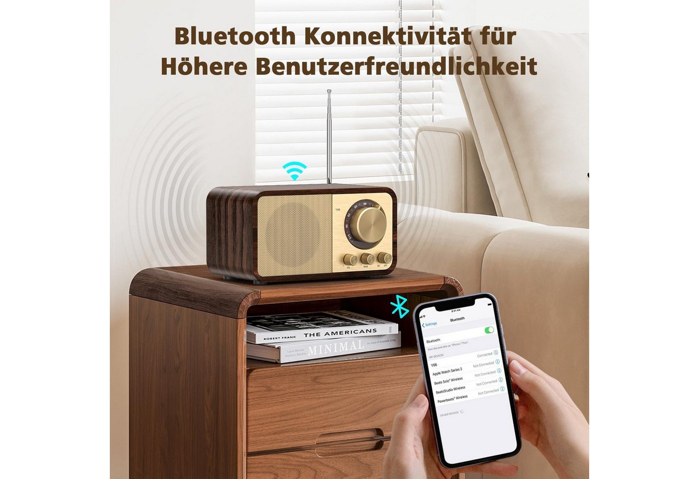 Fyrove Radio, Radio mit Bluetooth 5.0 & Digitalradio & FM-Empfang Radio (Tragbares Multifunktionsradio mit FM/Empfang, AUX/USB/TF-Karten-Wiedergabe, 5W-Lautspre – Bild 5 von 5