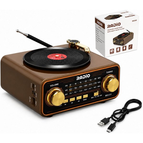 Fyrove Radio, Musikbox, Empfangsgerät für Wohnzimmer, Küche, Büro und Reisen Radio (Musikbox, Empfangsgerät für Wohnzimmer, Küche, Büro und Reisen, AM/FM/SW, 20