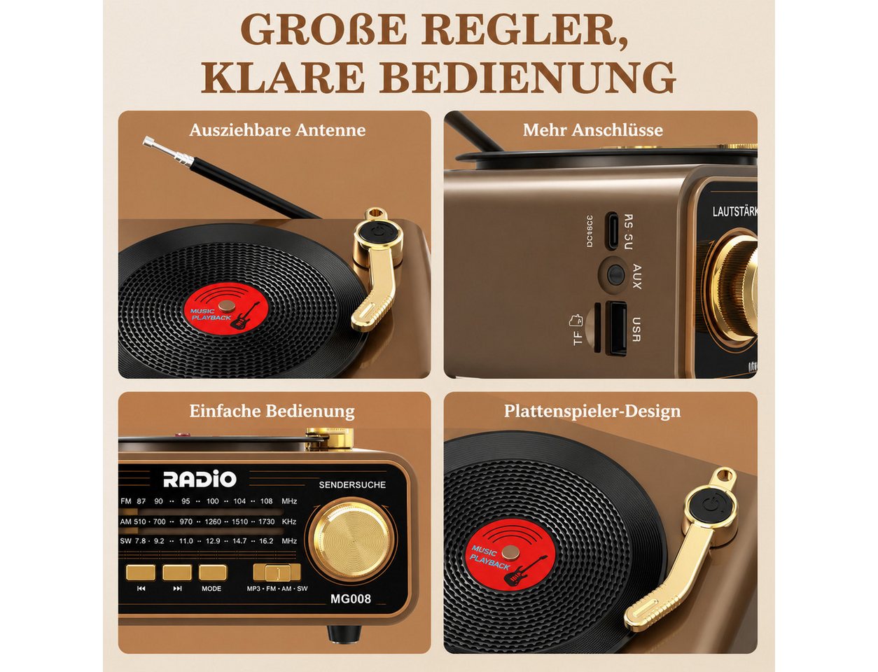 Fyrove Radio, Musikbox, Empfangsgerät für Wohnzimmer, Küche, Büro und Reisen Radio (Musikbox, Empfangsgerät für Wohnzimmer, Küche, Büro und Reisen, AM/FM/SW, 20 – Bild 5 von 5