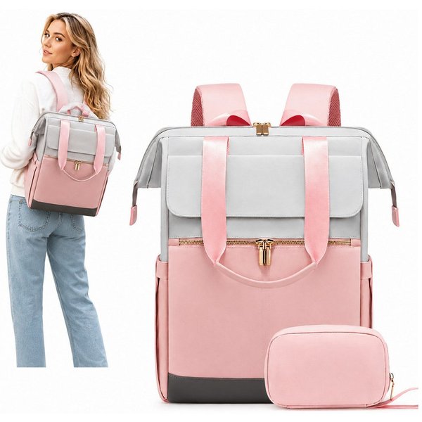 Fyrove Rucksack Reiserucksack mit Laptopfach 15,6 Zoll, TSA Handgepäck Rucksack (Eleganter Damen Laptop Rucksack mit separater Tasche, großes Fassungsvermögen, 