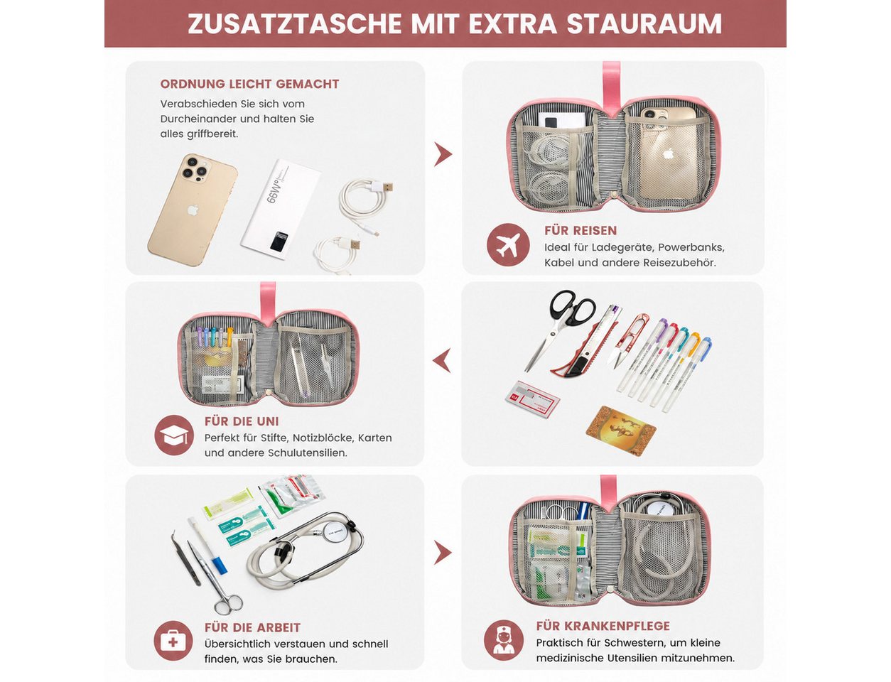 Fyrove Rucksack Reiserucksack mit Laptopfach 15,6 Zoll, TSA Handgepäck Rucksack (Eleganter Damen Laptop Rucksack mit separater Tasche, großes Fassungsvermögen,  – Bild 4 von 5