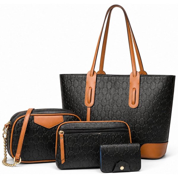 Fyrove Shopper Damen Handtasche Tote Shopper Groß Schultertasche Umhängetasche (4-teiliges Set Buro Schule Einkauf Reise Geschenk, Aufbewahrungstaschen, Geldbör