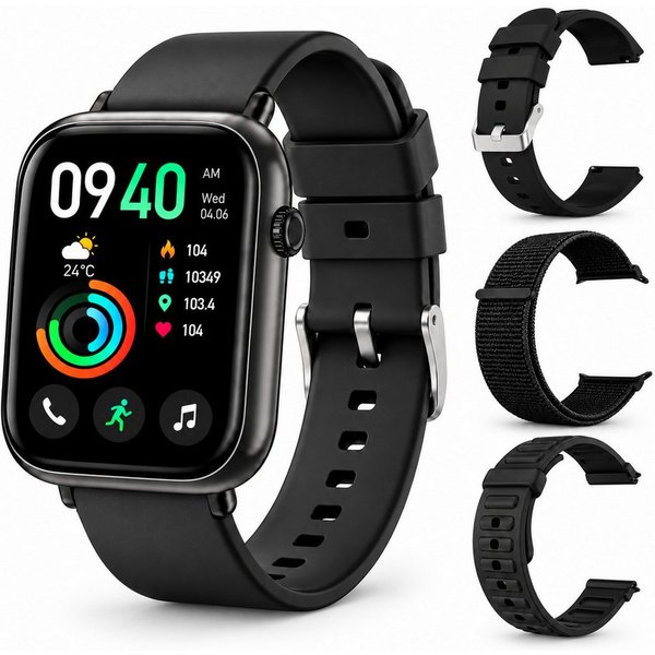 Fyrove Smartwatch Damen Herren,Fitness Uhr mit Anruffunktion Smartwatch (mit 3 Armbändern, luetooth-Telefonfunktion & KI-Sprachassistent,1,85" HD Touchscreen Sm
