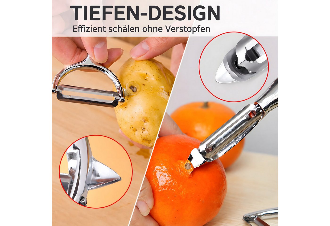 Fyrove Sparschäler Sparschäler 2er Set, Edelstahl Y- & I-Form für Obst & Gemüse, (Sparschäler 2er Set Edelstahl Y‑ & I‑Form Gemüseschäler für Obst Gemüse Kartof – Bild 4 von 5