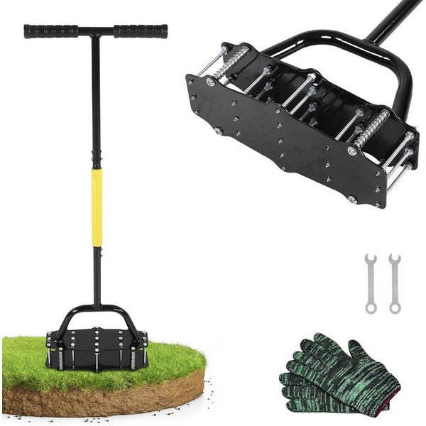 Fyrove Vertikutierer Rasenlüfter Vertikutierer und Aerifizierer für die Rasenbelüftung, (Innovative Aerifiziergabel Langstielige Boden Aerifiziergabel, Hochwert