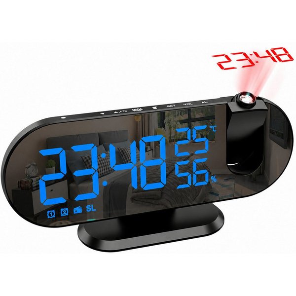 Fyrove Wecker wecker Digital mit 180° Projektor, LED-Anzeige, 3-stufigem Helligkeitsdimmer,USB-Ladeanschluss & progressiver Lautstärke