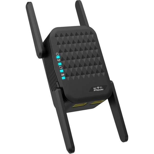 Fyrove WLAN Verstärker, 1200 Mbit/s WiFi Repeater WLAN-Repeater WLAN-Router, 4 AntennenWiFi Verstärker deckt bis zu 200 m², Dual Band 5GHz + 2.4GHz