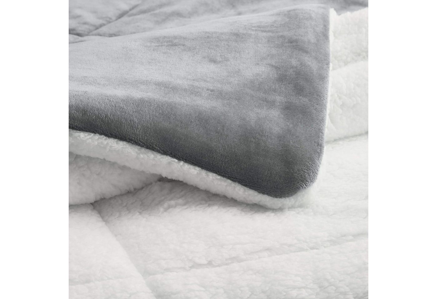 Wohndecke Sherpa Fleecedecke,Bettdecke 135x200cm,200x200cm Steppdecke, Fyrove, Weich, Warm, Flauschig Bettdecken-Set mit kissenbezug 80x80 cm – Bild 5 von 5