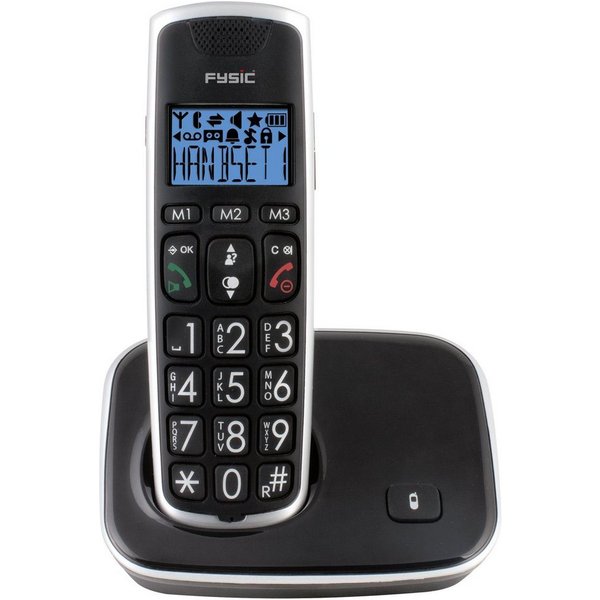 Fysic FX-6020 Seniorentelefon (Mobilteile: 1-2, Netzspannung 100-240 V AC, Seniorentelefon mit großen Tasten, Hörgerätkompatibel, 10h Sprechzeit)
