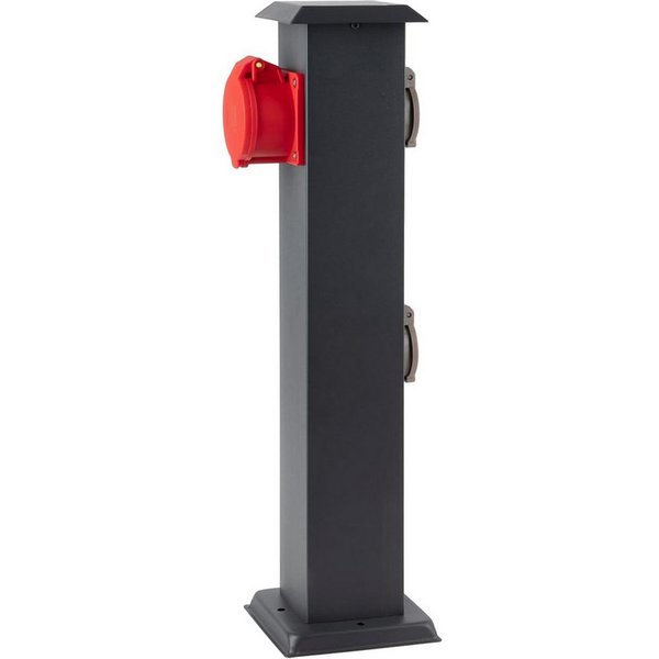 G&L Gartensteckdose Steckdosensäule mit CEE Steckdose Steckdosenverteiler 3 Fach, 2 x Typ F + 1 x CEE Steckdose