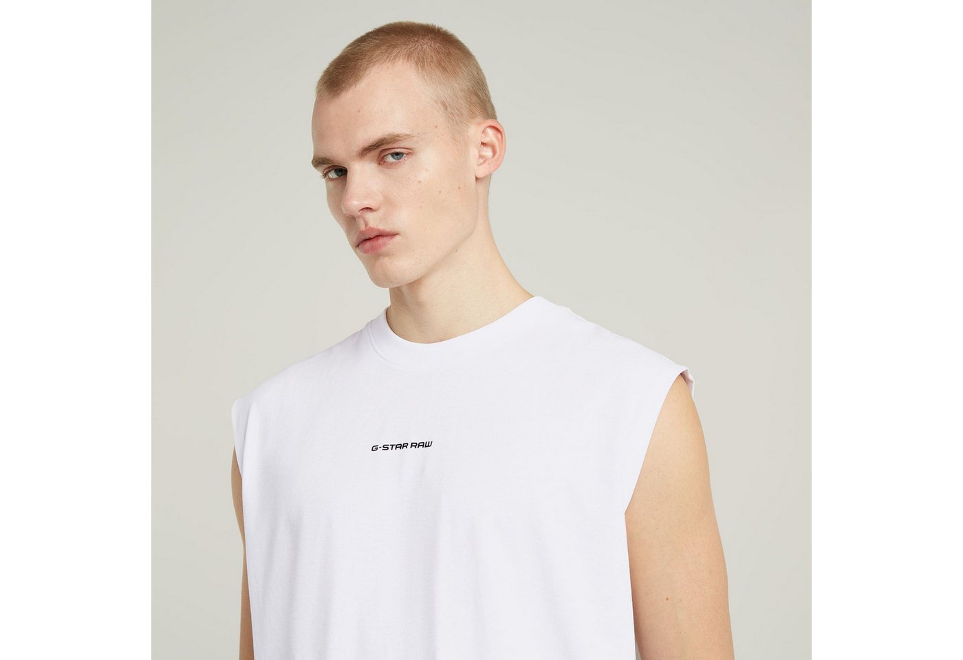 G-STAR Rundhalsshirt Boxy ärmellos, Logoschriftzug – Bild 4 von 5