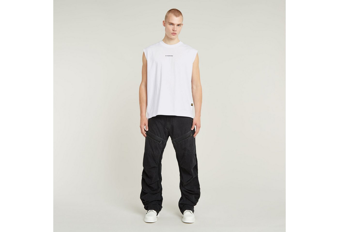 G-STAR Rundhalsshirt Boxy ärmellos, Logoschriftzug – Bild 5 von 5