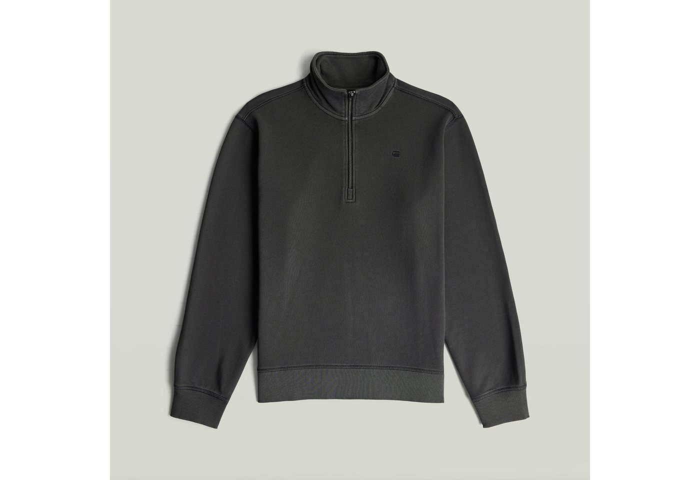 G-STAR Sweater Modern washed half zip sw ls mit Kängurutasche, Logodetail – Bild 4 von 5