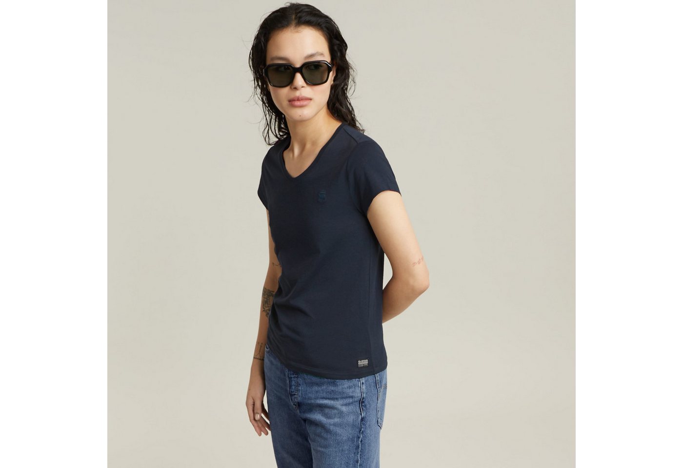 G-STAR V-Shirt Eyben mit Label – Bild 2 von 5