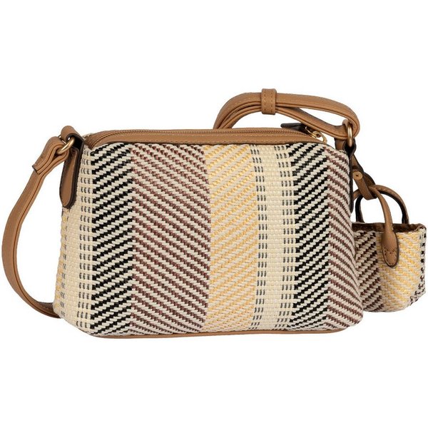 Gabor Handtasche Granada Denada (Set, 2-tlg., Highlight: Mini-Me-Shopper-Anhänger für Lippenbalsam & Tücher), sommerlich gestreiftem Bast & glattes Lederimitat 
