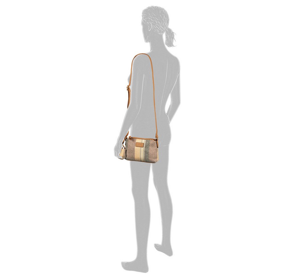 Gabor Handtasche Granada Denada (Set, 2-tlg., Highlight: Mini-Me-Shopper-Anhänger für Lippenbalsam & Tücher), sommerlich gestreiftem Bast & glattes Lederimitat  – Bild 2 von 5