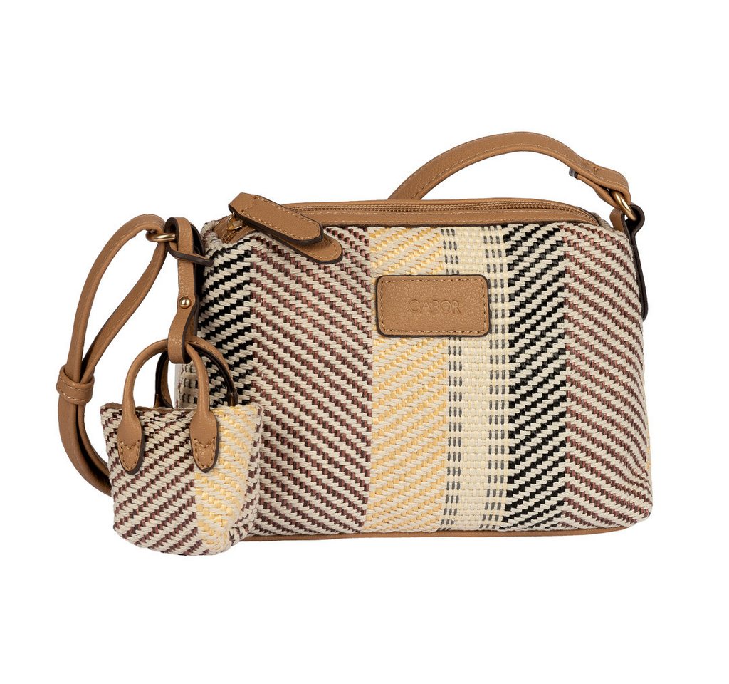 Gabor Handtasche Granada Denada (Set, 2-tlg., Highlight: Mini-Me-Shopper-Anhänger für Lippenbalsam & Tücher), sommerlich gestreiftem Bast & glattes Lederimitat  – Bild 3 von 5