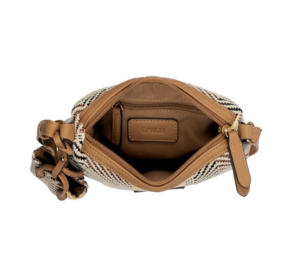 Gabor Handtasche Granada Denada (Set, 2-tlg., Highlight: Mini-Me-Shopper-Anhänger für Lippenbalsam & Tücher), sommerlich gestreiftem Bast & glattes Lederimitat  – Bild 4 von 5
