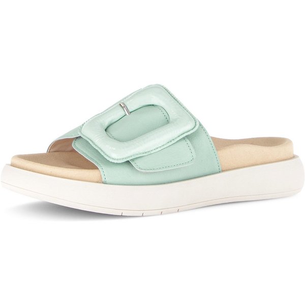 Gabor Pantolette Plateau, Schlupfschuh, Sommerschuh mit großer Zierschnalle