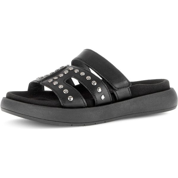 Gabor Pantolette Plateau, Sommerschuh, Schlupfschuh mit glänzenden Nieten besetzt