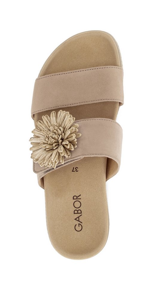 Gabor Pantolette Plateau, Sommerschuh, Schlupfschuh mit Bast-Zierblüte – Bild 3 von 5