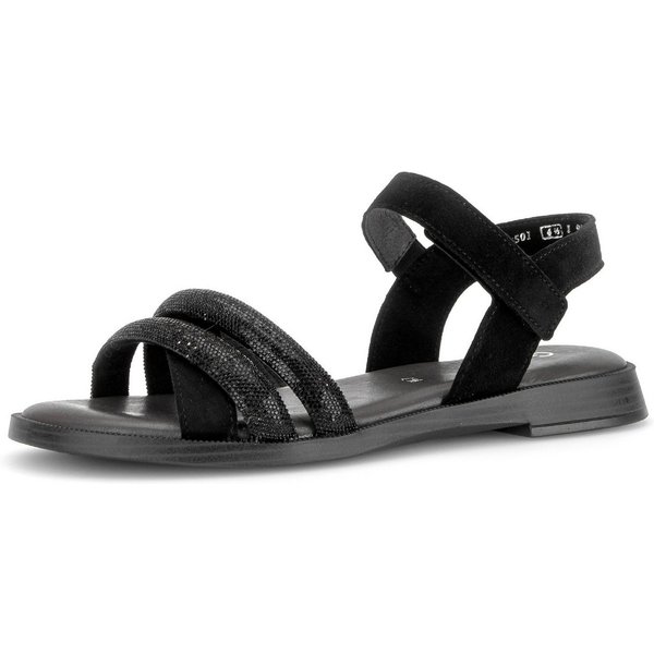 Gabor Riemchensandale Blockabsatz, Sandalette, Sommerschuh mit glänzenden Schmucksteinen
