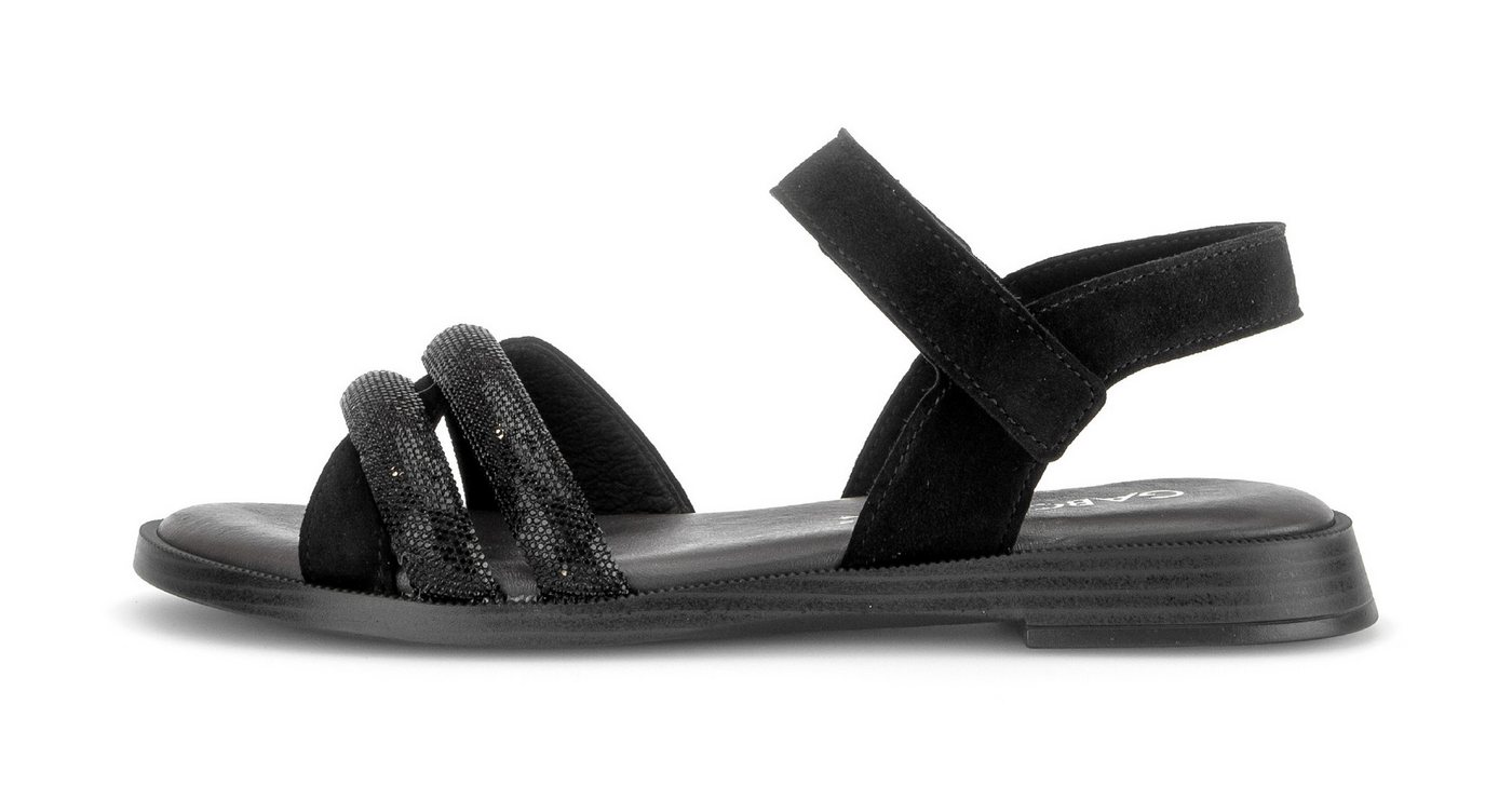 Gabor Riemchensandale Blockabsatz, Sandalette, Sommerschuh mit glänzenden Schmucksteinen – Bild 2 von 5