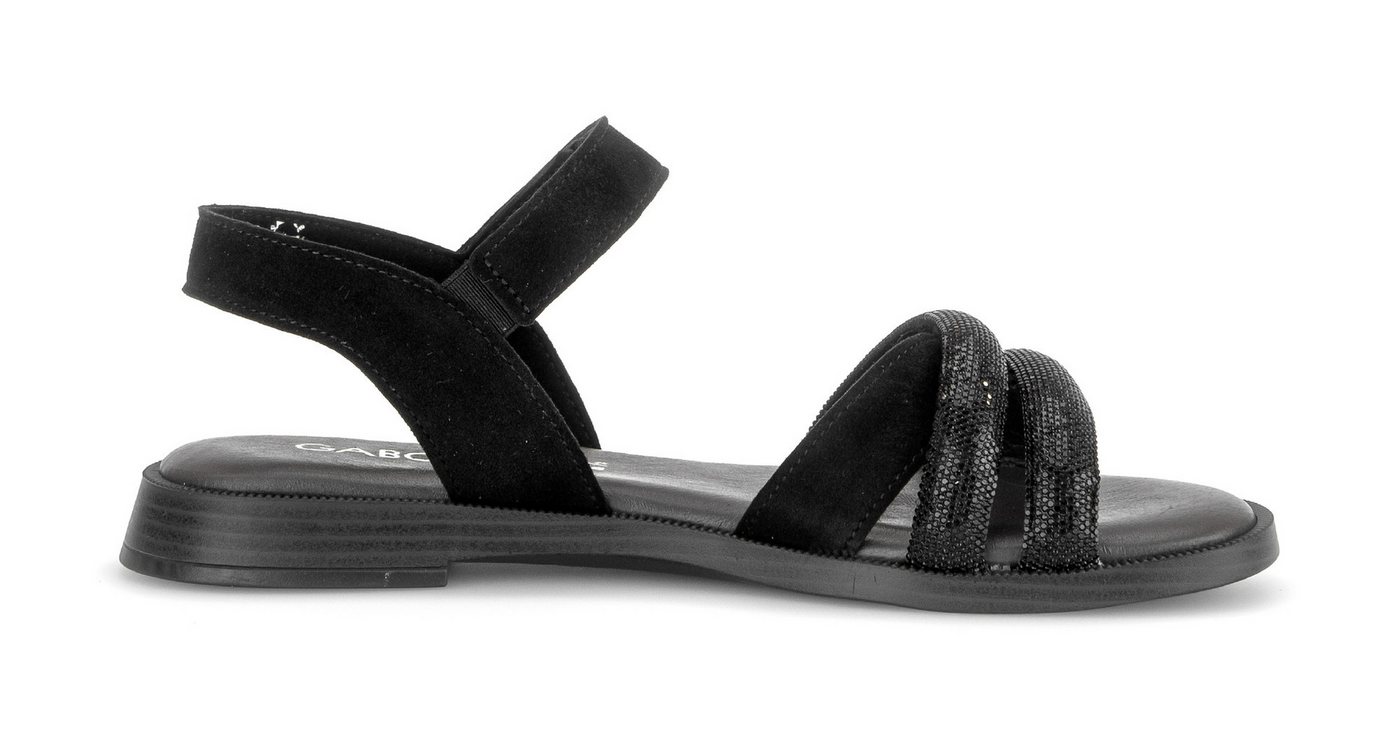 Gabor Riemchensandale Blockabsatz, Sandalette, Sommerschuh mit glänzenden Schmucksteinen – Bild 3 von 5