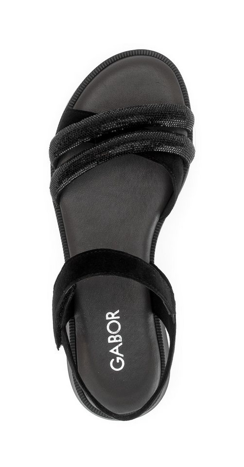 Gabor Riemchensandale Blockabsatz, Sandalette, Sommerschuh mit glänzenden Schmucksteinen – Bild 4 von 5