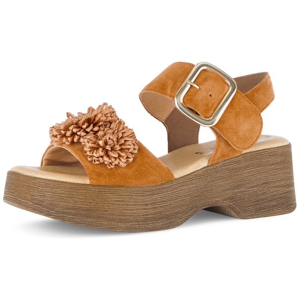 Gabor Sandalette, Sommmerschuh mit Plateau und Absatz in Holzoptik