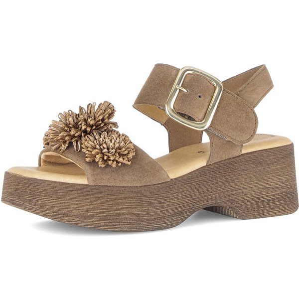Gabor Sandalette, Sommmerschuh mit Plateau und Absatz in Holzoptik