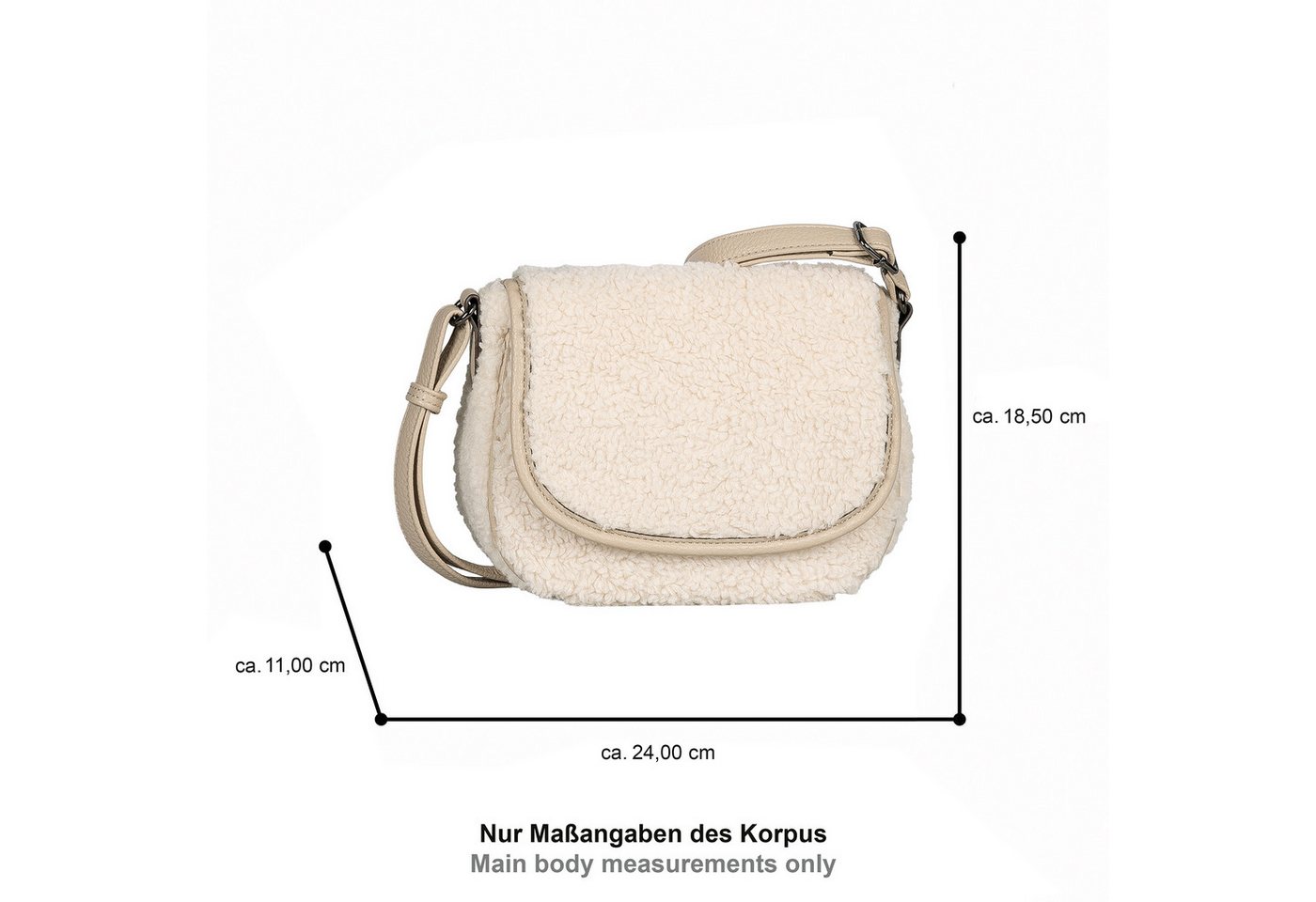Gabor Umhängetasche Granada Fur, Damen Schultertasche in Plüsch-Optik – Bild 5 von 5
