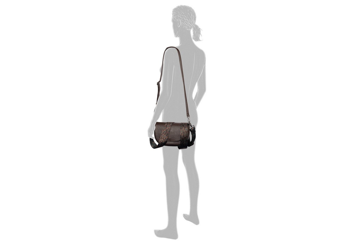 Gabor Umhängetasche Linda, Damen Schultertasche mit elegantem Schultergurt aus edlem Gewebeband – Bild 3 von 5