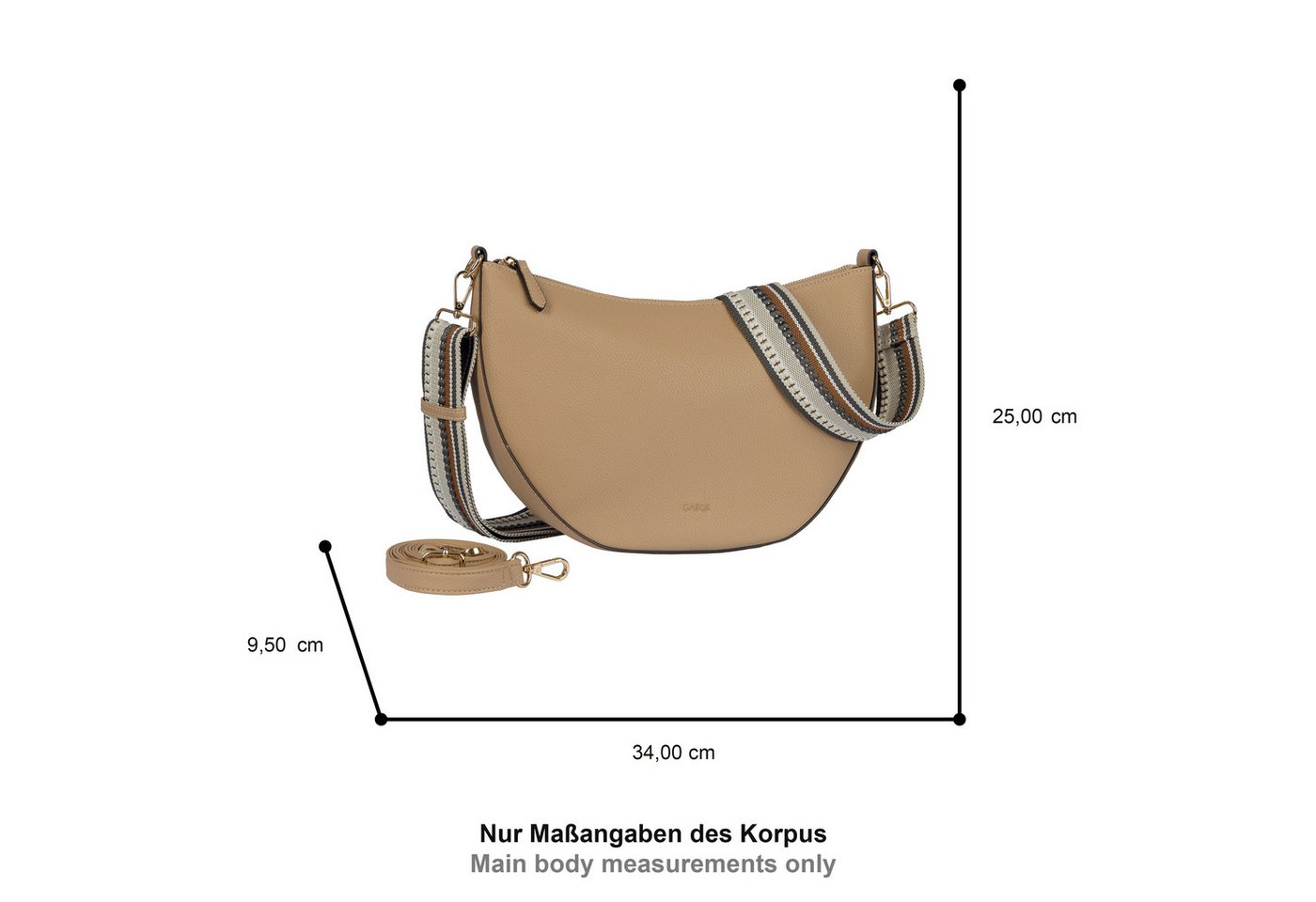 Gabor Umhängetasche Linda Summer (Set, 2-tlg., 2 Schultergurte: 1 Gewebeband, 1 aus hochwertigem Kunstleder), Schultertasche mit dezentem Logo und extrabreitem  – Bild 2 von 5