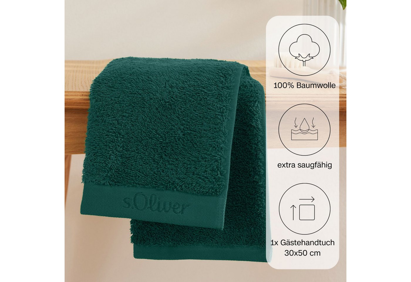 s.Oliver Gästehandtuch s.Oliver, Premium Qualität, 600 gr/m², auch als Sets erhältlich, Walkfrottier (1-St), große Farbauswahl, auch als Duschtuch, Waschhandsch – Bild 2 von 5