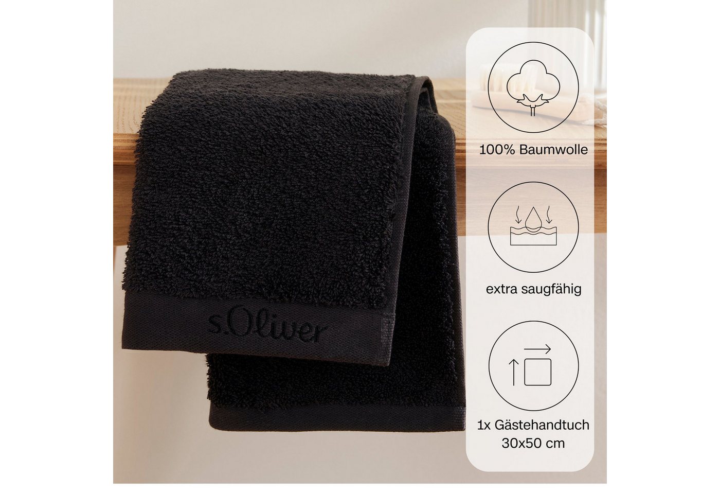 s.Oliver Gästehandtuch s.Oliver, Premium Qualität, 600 gr/m², auch als Sets erhältlich, Walkfrottier (1-St), große Farbauswahl, auch als Duschtuch, Waschhandsch – Bild 4 von 5