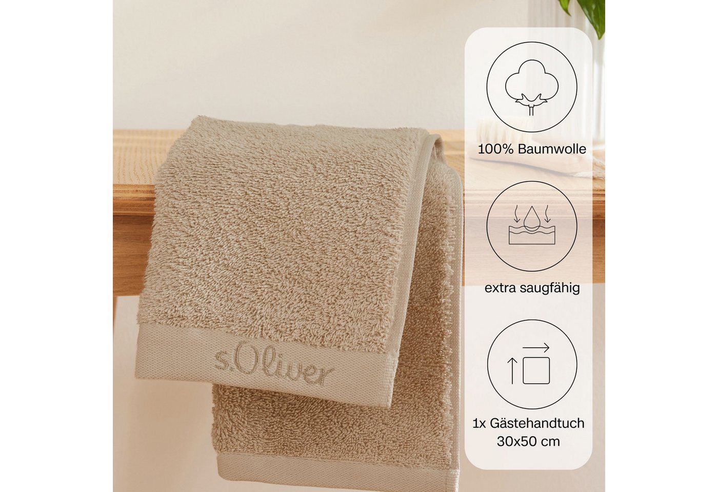 s.Oliver Gästehandtuch s.Oliver, Premium Qualität, 600 gr/m², auch als Sets erhältlich, Walkfrottier (1-St), große Farbauswahl, auch als Duschtuch, Waschhandsch – Bild 2 von 5