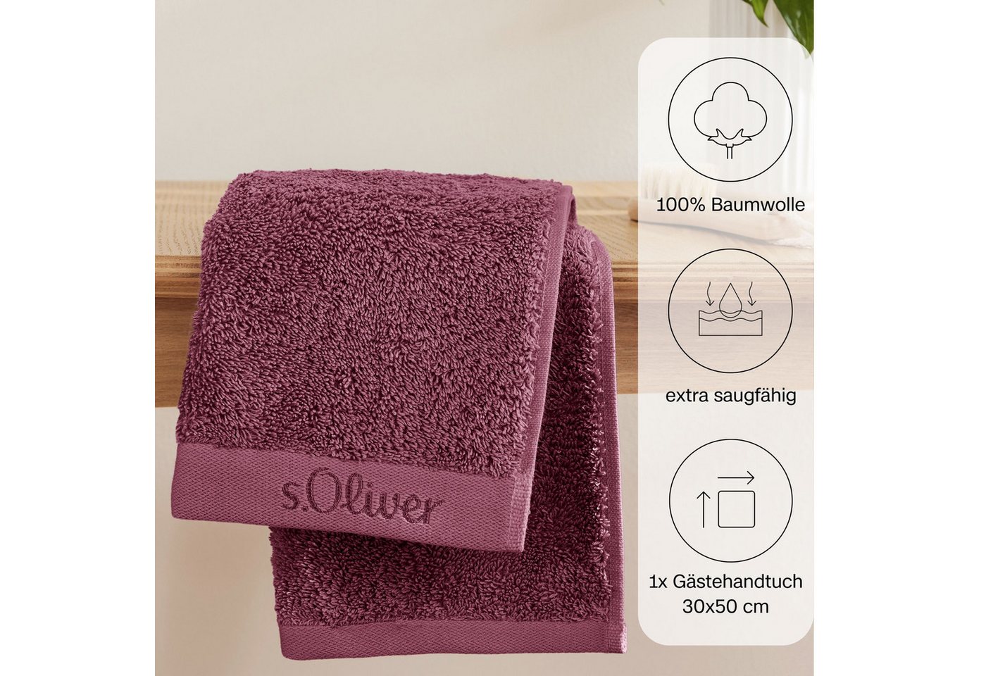 s.Oliver Gästehandtuch s.Oliver, Premium Qualität, 600 gr/m², auch als Sets erhältlich, Walkfrottier (1-St), große Farbauswahl, auch als Duschtuch, Waschhandsch – Bild 2 von 5