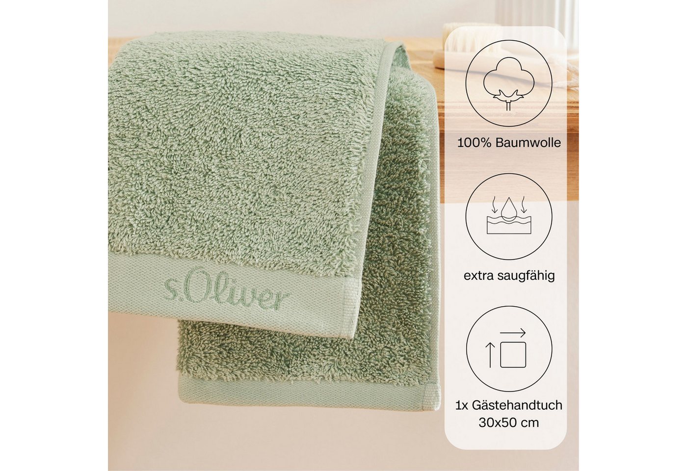 s.Oliver Gästehandtuch s.Oliver, Premium Qualität, 600 gr/m², auch als Sets erhältlich, Walkfrottier (1-St), große Farbauswahl, auch als Duschtuch, Waschhandsch – Bild 4 von 5