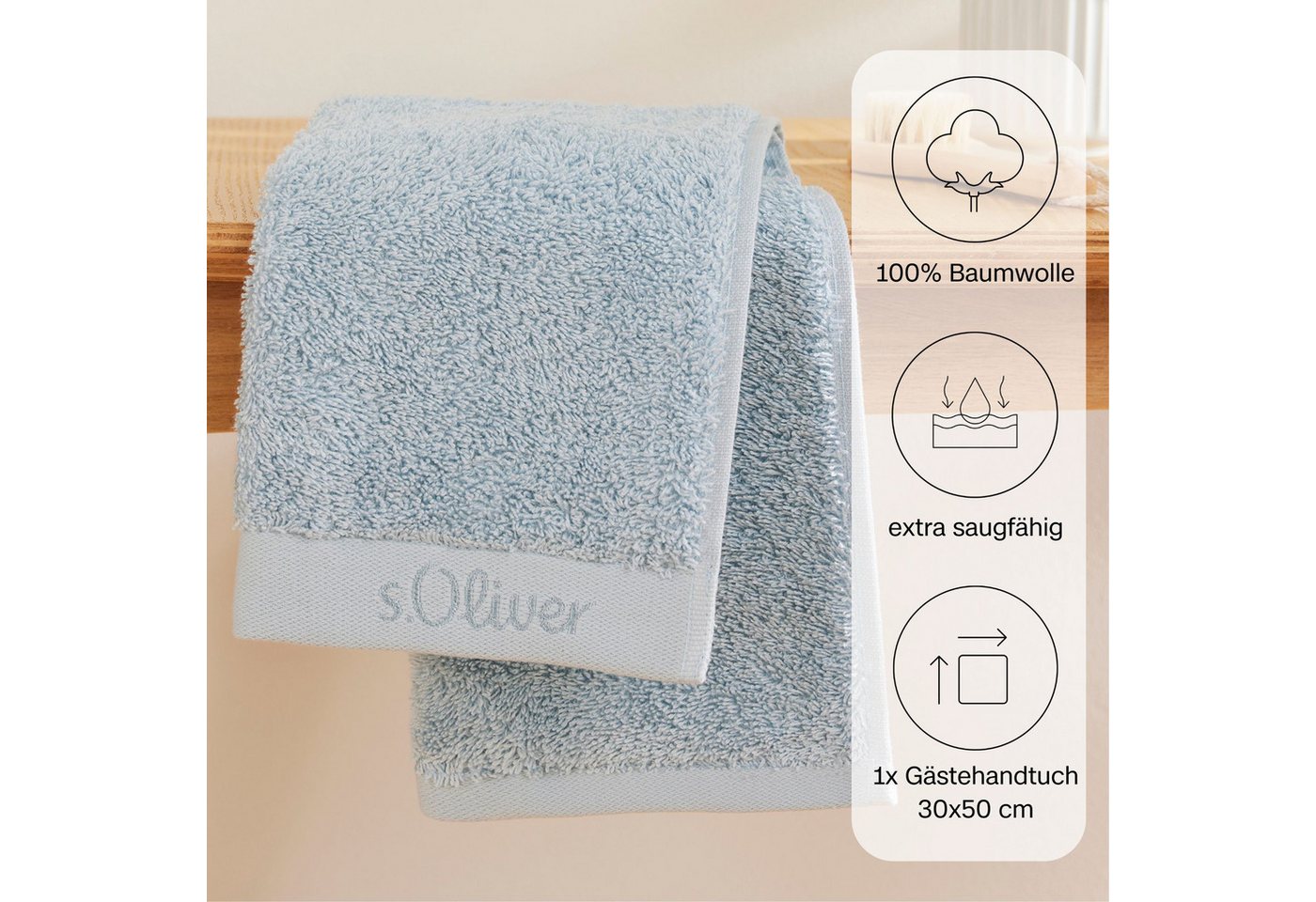 s.Oliver Gästehandtuch s.Oliver, Premium Qualität, 600 gr/m², auch als Sets erhältlich, Walkfrottier (1-St), große Farbauswahl, auch als Duschtuch, Waschhandsch – Bild 4 von 5