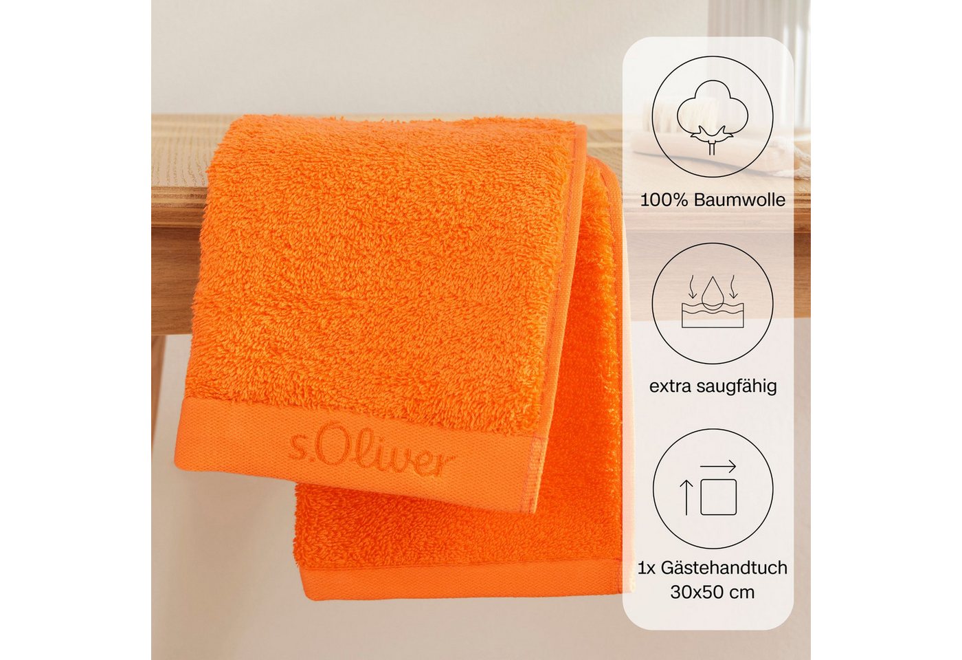 s.Oliver Gästehandtuch s.Oliver, Premium Qualität, 600 gr/m², auch als Sets erhältlich, Walkfrottier (1-St), große Farbauswahl, auch als Duschtuch, Waschhandsch – Bild 4 von 5