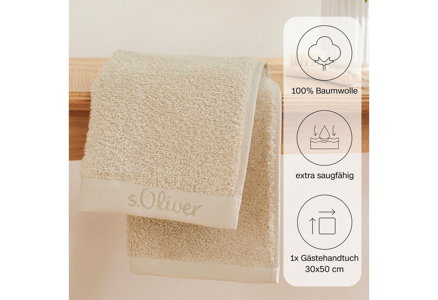 s.Oliver Gästehandtuch s.Oliver, Premium Qualität, 600 gr/m², auch als Sets erhältlich, Walkfrottier (1-St), große Farbauswahl, auch als Duschtuch, Waschhandsch – Bild 4 von 5