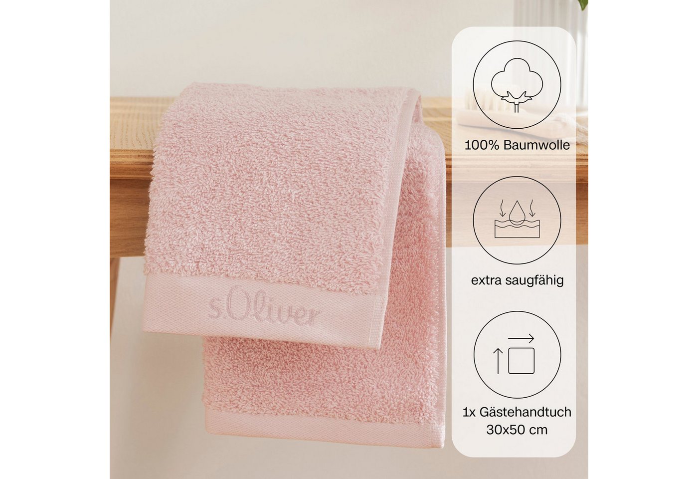 s.Oliver Gästehandtuch s.Oliver, Premium Qualität, 600 gr/m², auch als Sets erhältlich, Walkfrottier (1-St), große Farbauswahl, auch als Duschtuch, Waschhandsch – Bild 4 von 5