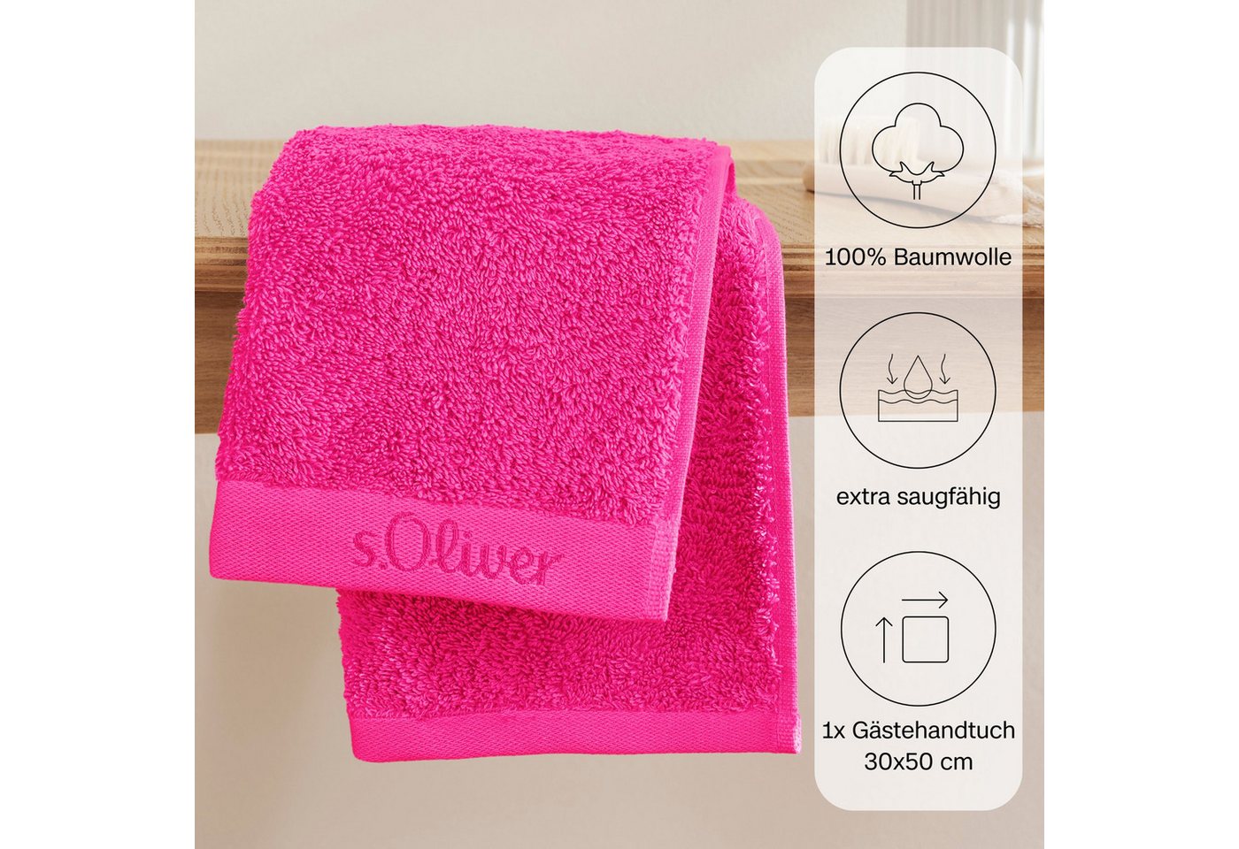 s.Oliver Gästehandtuch s.Oliver, Premium Qualität, 600 gr/m², auch als Sets erhältlich, Walkfrottier (1-St), große Farbauswahl, auch als Duschtuch, Waschhandsch – Bild 4 von 5