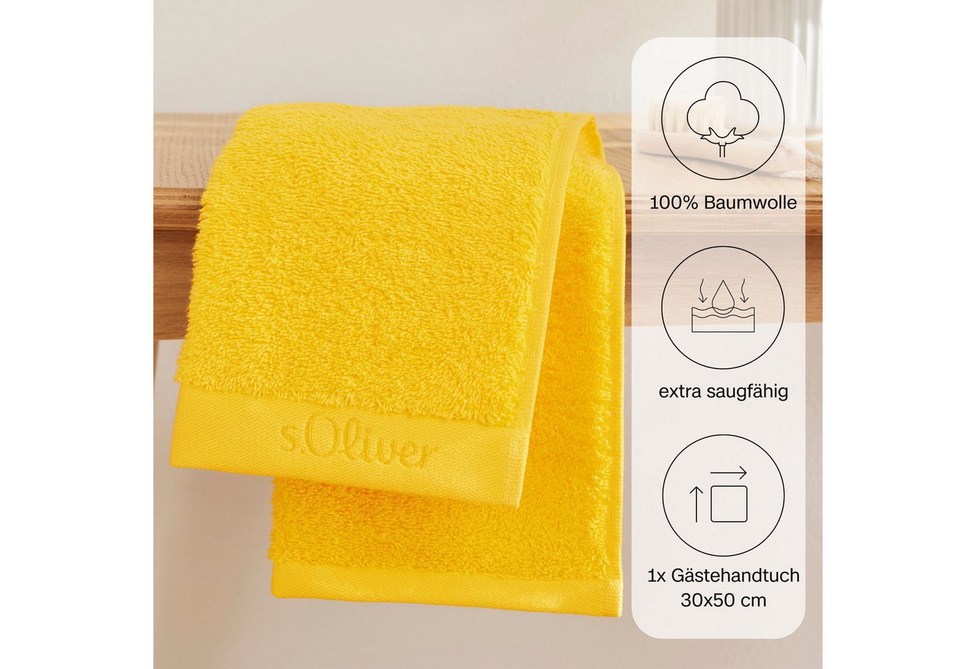 s.Oliver Gästehandtuch s.Oliver, Premium Qualität, 600 gr/m², auch als Sets erhältlich, Walkfrottier (1-St), große Farbauswahl, auch als Duschtuch, Waschhandsch – Bild 4 von 5