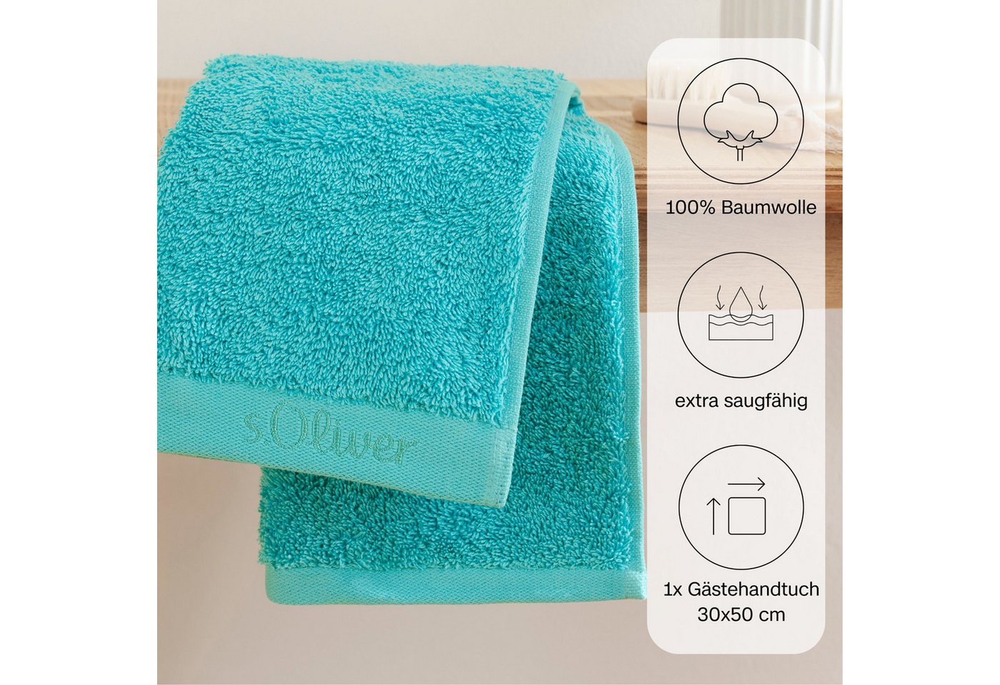 s.Oliver Gästehandtuch s.Oliver, Premium Qualität, 600 gr/m², auch als Sets erhältlich, Walkfrottier (1-St), große Farbauswahl, auch als Duschtuch, Waschhandsch – Bild 4 von 5