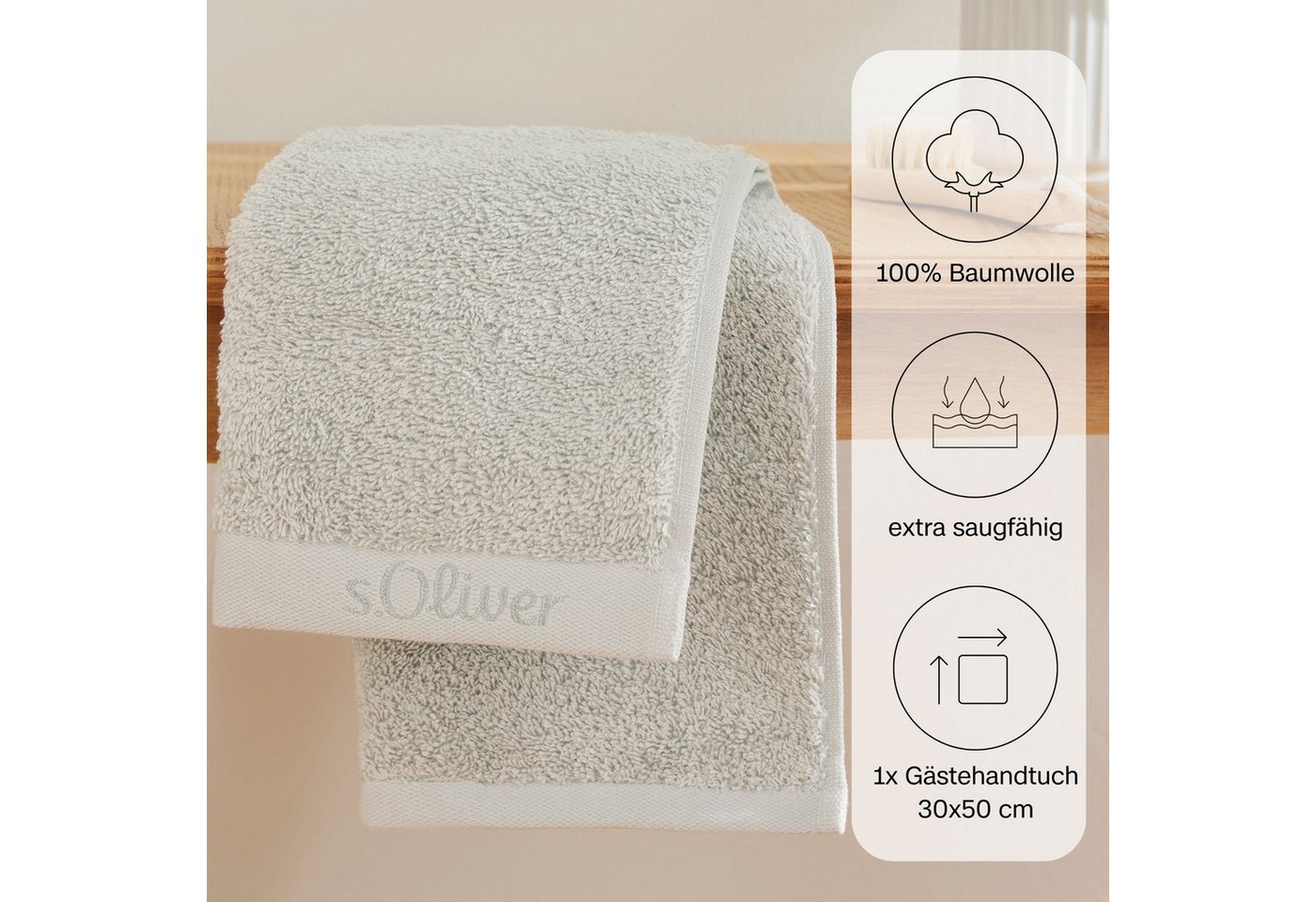 s.Oliver Gästehandtuch s.Oliver, Premium Qualität, 600 gr/m², auch als Sets erhältlich, Walkfrottier (1-St), große Farbauswahl, auch als Duschtuch, Waschhandsch – Bild 4 von 5